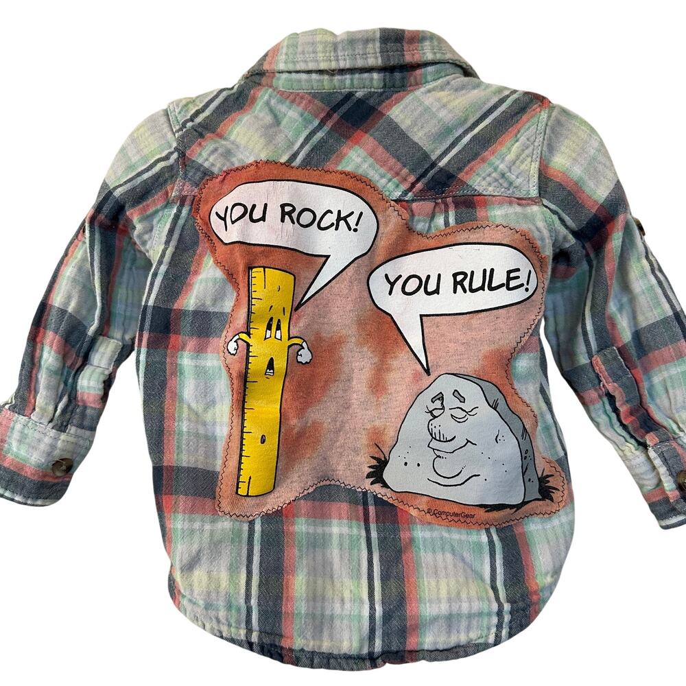 Funny Baby Plaid Flannel Shirt 12 Month Unique You Rock You Rule Birthday Gift